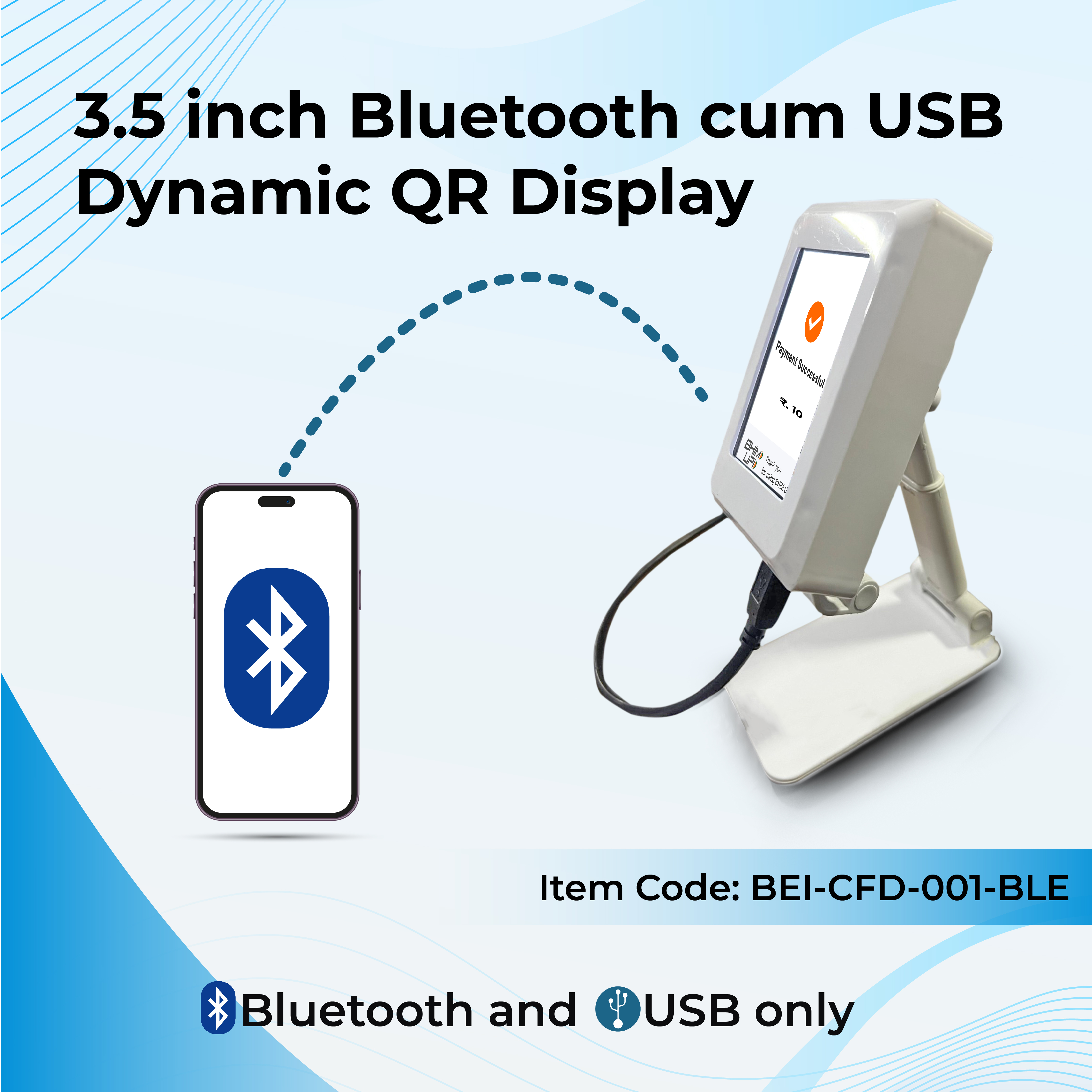 Rechargeable and lightweight Bluetooth payment QR display DQR-222