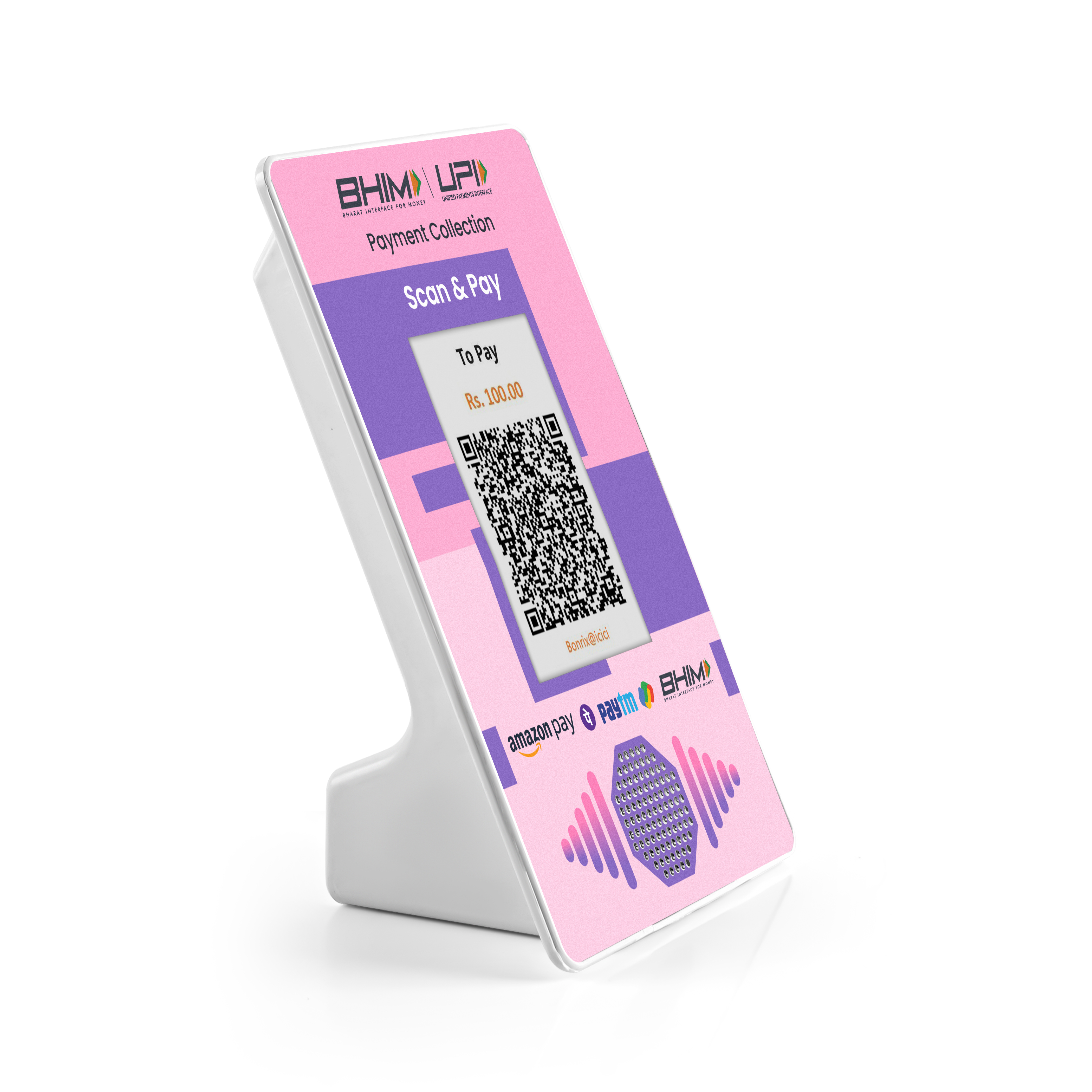 Versatile payment soundbox supporting JPEG, binary, and text-based QR codes DQR-222