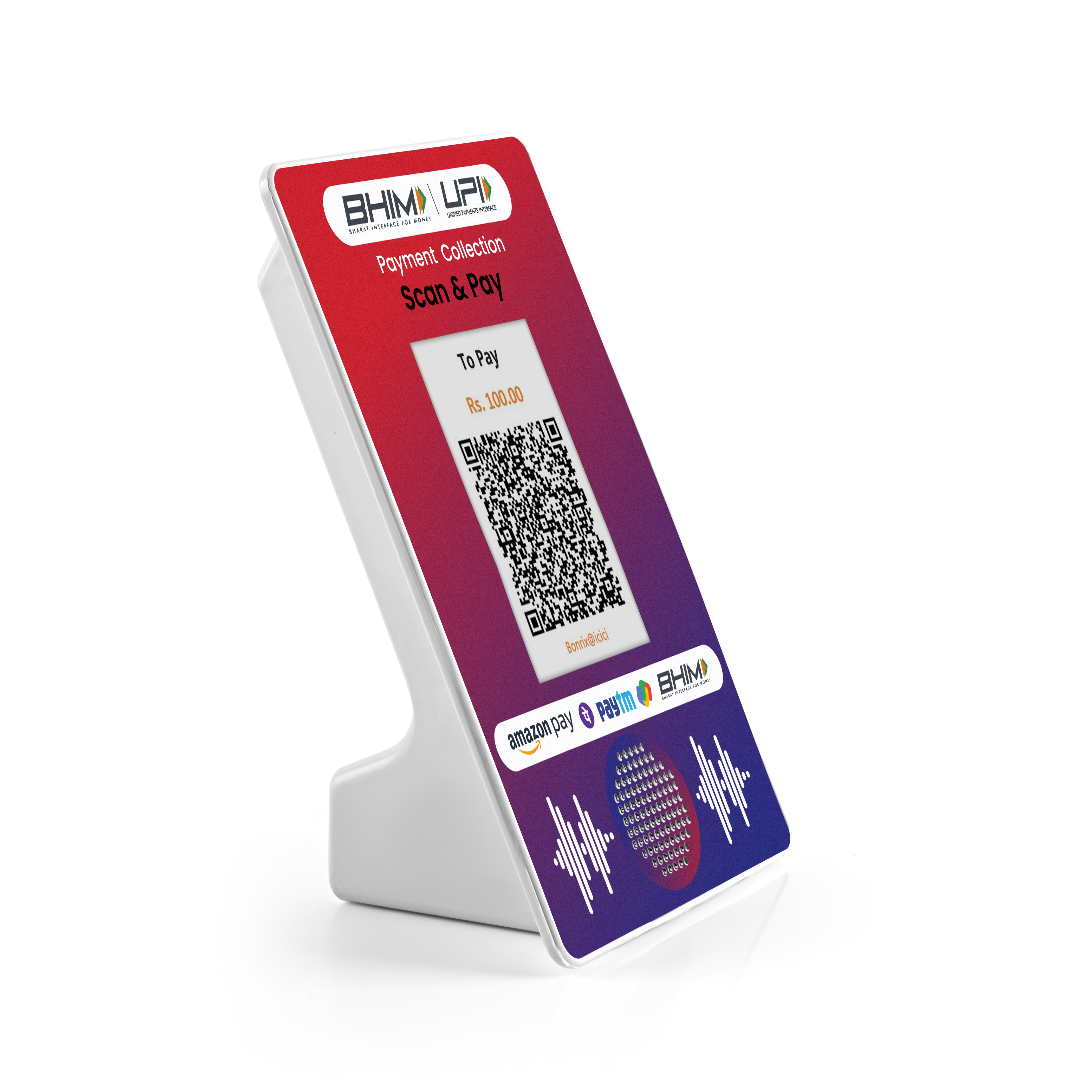 Dual-purpose QR device for branding and payment confirmations DQR-222