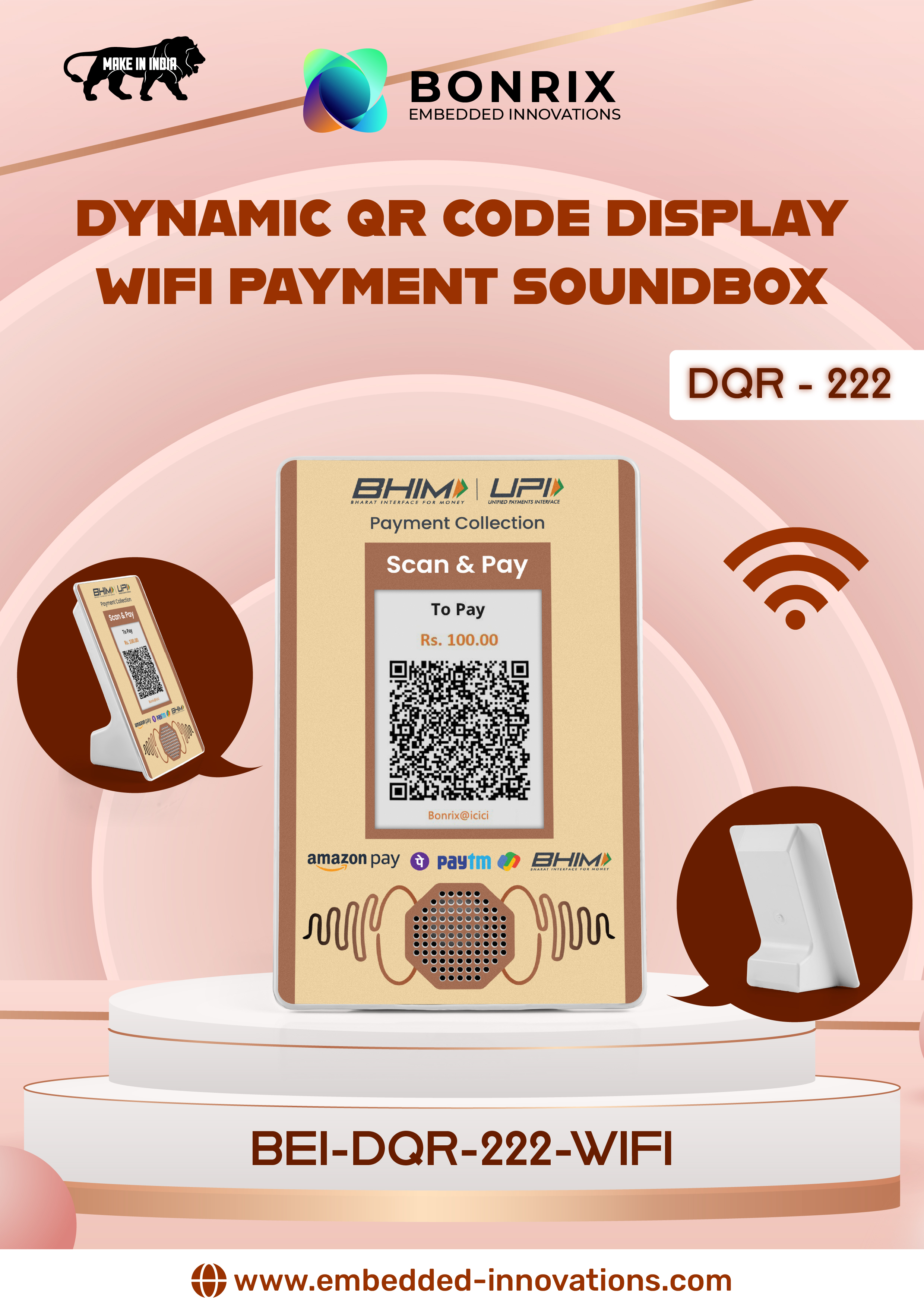 Digital QR - USB Payment Soundbox + Dynamic QR Display(DQR-222)