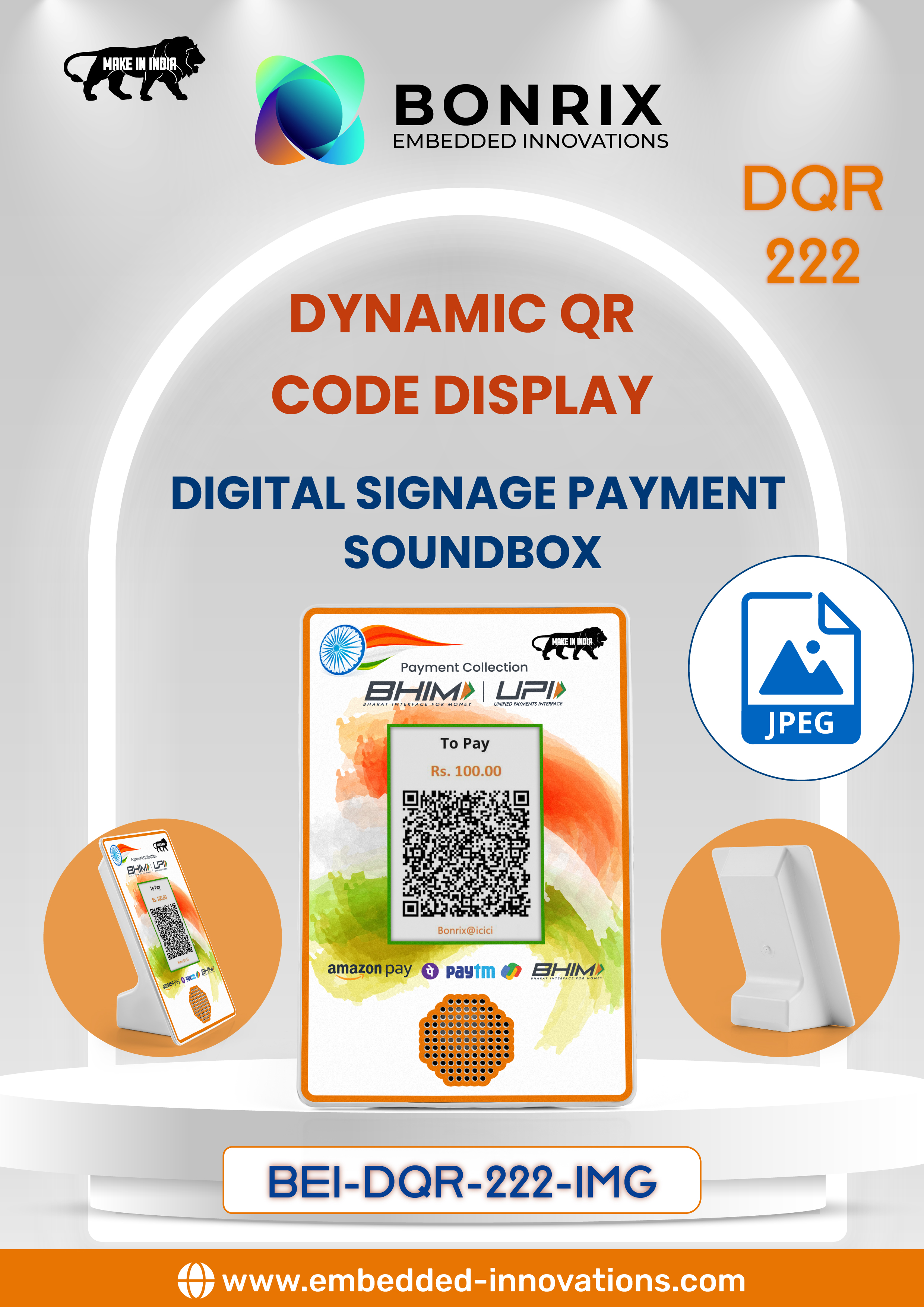 Digital QR - Digital Signage Payment Soundbox + Dynamic QR Display(DQR-222)